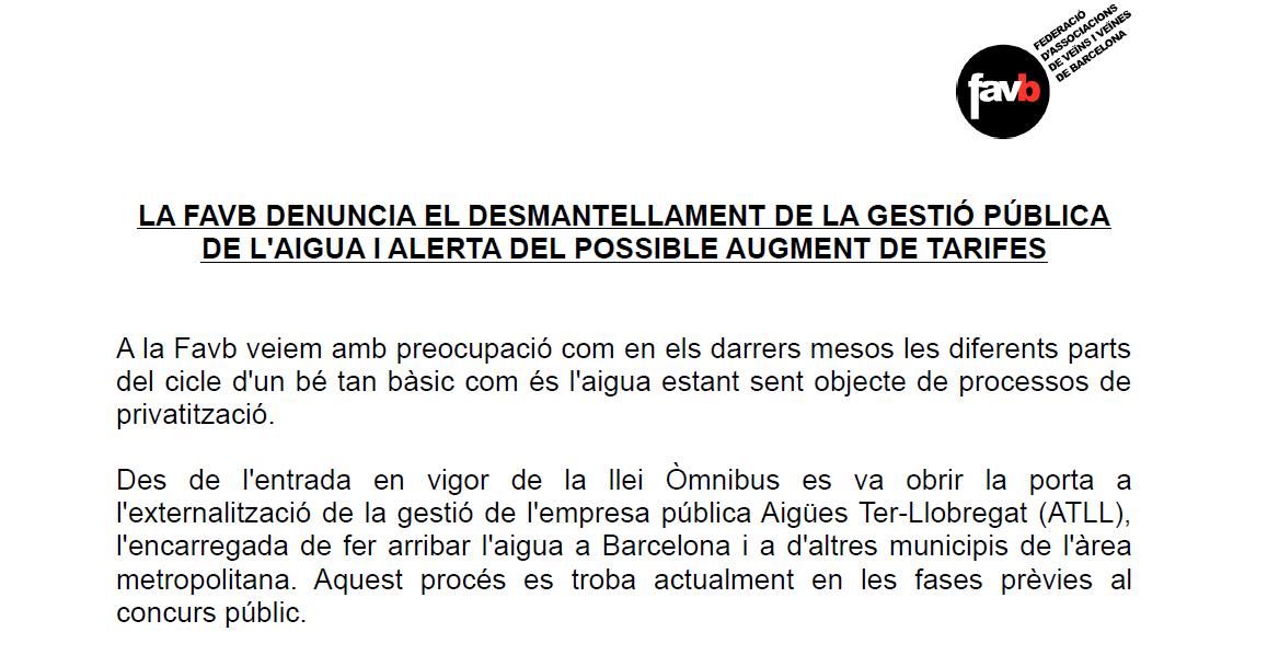 Denuncia gestio publica de l'aigua